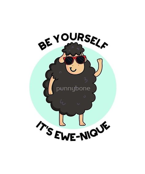 ‘Ewe-nique Animal Pun’ by punnybone Sheep Quote, Sheep Puns, Eeyore Quotes, Sheep Logo, Sunglasses Funny, Funny Sheep, Sheep Art, Animal Puns, Cute Puns