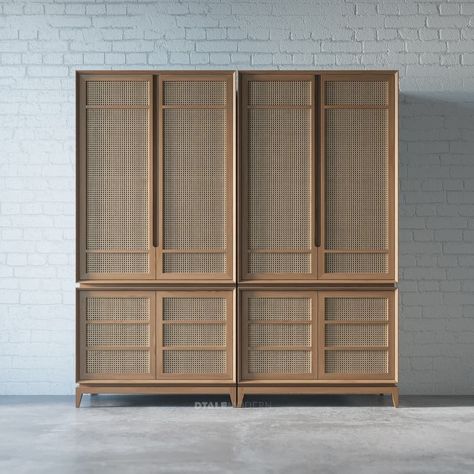 Amiraah -Rattan Wardrobe Japanese Closet, Rattan Wardrobe, Japanese Sliding Doors, Sliding Wardrobe Design, Japanese Storage, Elegant Bohemian, Home Door Design, Interior Fit Out, Furniture Details Design