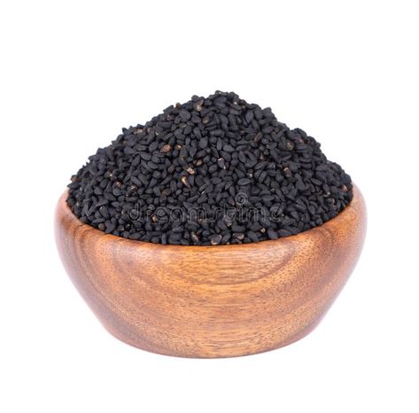 Black cumin seeds in wooden bowl, isolated on white background. Heap of black nigella seeds. Nigella sativa. royalty free stock photography Black Cumin, Nigella Seeds, Cumin Seeds, Ad Background, Wooden Bowl, Stock Photography Free, Wooden Bowls, Vector Icons, Stock Photography