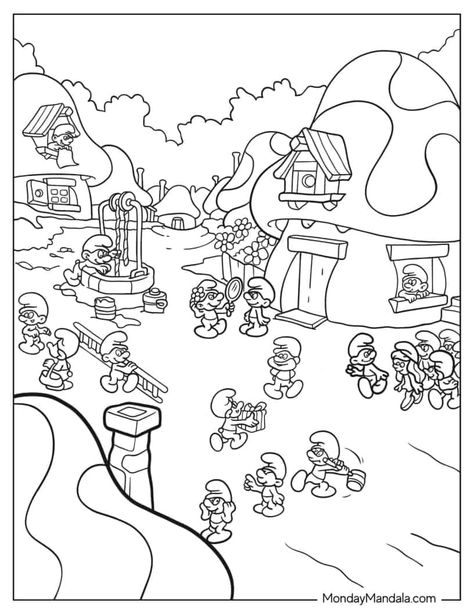 34 Smurf Coloring Pages (Free PDF Printables) Smurfs Coloring Pages Free Printable, The Smurfs Coloring Pages, Smurfs Colouring Pages, Smurf Coloring Pages, Smurf Cartoon, Smurfs Drawing, Coloring Games, Cool Tattoo Drawings, Travel Collage