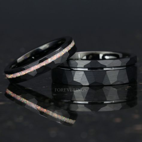 Black Matching Wedding Rings, Goth Wedding Bands, Black Couple Rings, Unique Wedding Bands Matching, Black Tungsten Wedding Band, Stainless Steel Wedding Ring, Stunning Diamond Rings, Couples Ring, Matching Wedding Rings