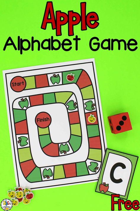 Apple Math Games, Apple Activities Kindergarten, Preschool Apple Activities, Apple Letters, Apple Alphabet, Preschool Theme Activities, Apple Kindergarten, Abc Phonics, Letter Recognition Activities