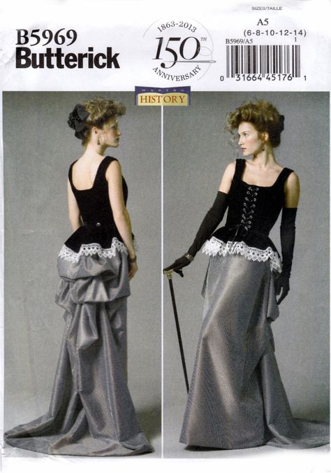 Butterick+B5969+5969+Misses+Corset+And+Skirt+History+Style+Sewing+Pattern+Sizes+6-8-10-12-14 Corset Steampunk, Corset And Skirt, Victorian Corset, Steampunk Dress, Bustle Skirt, Corset Skirt, Costume Sewing Patterns, Steampunk Corset, Victorian Costume