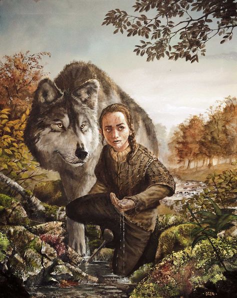 Arya Stark by Nordheimer.deviantart.com on @deviantART Arya Stark Book, Arya Stark Art, Ayra Stark, Asoiaf Art, Hbo Game Of Thrones, Dire Wolf, Gra O Tron, Game Of Thrones Art, Game Of Thrones Fans