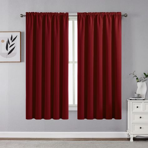 PRICES MAY VARY. Polyester SUN BLOCKING & PRIVACY PROTECTION: These blackout curtains made of three-layer innovative textured fabric, durable, smooth and can block out 85% -95% light and UV rays, effectively reduce the noise and protect your sleep health and privacy(Darker colors are better) THERMAL INSULATED & ENERGY SAVING: These window drapes can reduce room heat and cold loss through window, and the insulation also helps keep the room cool in the summer and warm in the winter CRAFTSMANSHIP a Modern Drape, Drapes For Bedroom, Office Tv, Sleep Health, Drape Panel, Red Curtains, Darkening Curtains, Window Drapes, Maroon Red