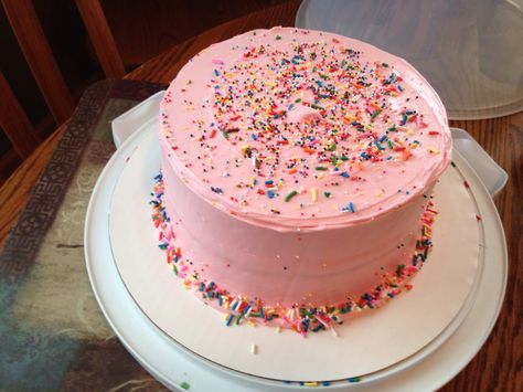 Chocolate Cake With Pink Sprinkles, Chocolate Cake With Pink Frosting, Pink Homemade Birthday Cake, Pink Birthday Cake With Sprinkles, Pink Sprinkle Birthday Cake, Chocolate Cake Pink Frosting, Pink Confetti Cake, Pink Cake With Sprinkles, Pink Sprinkle Cake