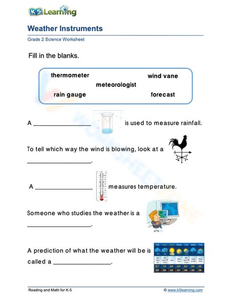 Weather Instruments Worksheet, Learning Weather, Grade 2 Science, Weather Symbols, Wind Vane, Happy Birthday Decor, Rain Gauge, Weather Instruments, Measuring Instrument