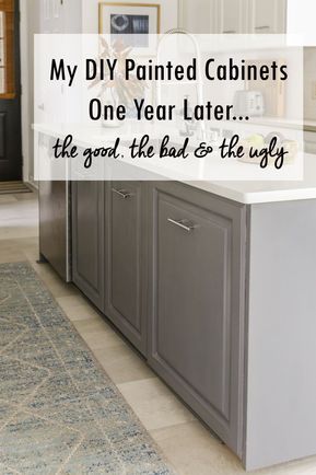 Milk Paint Cabinets, Milk Paint Kitchen Cabinets, Diy Kitchen Cabinets Painting, Paint Kitchen Cabinets, Painted Cabinets, One Year Later, Plywood Cabinets, Paint Kitchen, Kitchen Cabinets Makeover