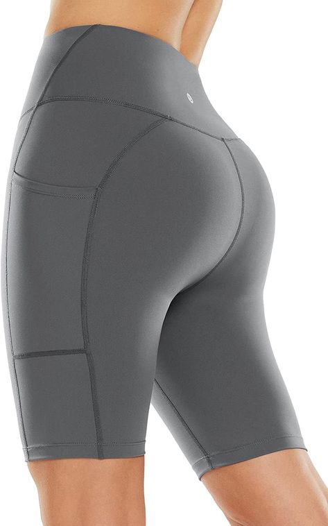 Amazon.com: BALEAF Women's Light Compression Biker Shorts 8" High Waisted Yoga Gym Spandex Shorts Side Pockets Black L : Clothing, Shoes & Jewelry Ladies Gym Wear, Comfortable Dress Pants, Gymwear Outfits, Golf Shorts Women, Stretches For Flexibility, Sportswear Fashion, Womens Fashion Inspiration, Yoga Gym, Spandex Shorts