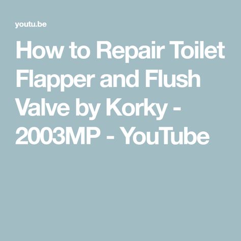 How to Repair Toilet Flapper and Flush Valve by Korky - 2003MP - YouTube Toilet Repair, Steel Wool, Water Supply, Home Repair, Repair, The Creator, Home Repairs