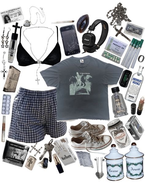 Girly Punk Outfits, Grunge Summer Aesthetic, Alternative Grunge Outfits, Vintage Grunge Outfits, Outfit Mood Board, Y2k Rock, Dark Punk, Grunge Summer, Girly Outfit