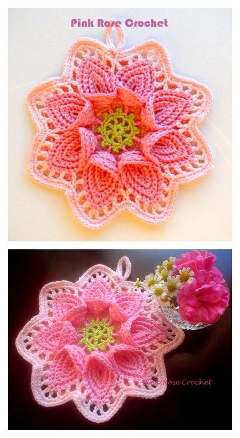 Calla Lily Flower Potholder Free Crochet Pattern Flower Afghan, Calla Lily Flower, Crochet Potholder Patterns, Crochet Phone Cases, Crochet Hot Pads, Crochet Flowers Free Pattern, Crocheted Flowers, Crochet Doily Patterns, Crochet Flower Tutorial