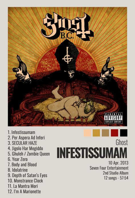 poster for ghost album "infestissumam" free to use, modify, download, print without credit - enjoy! Ghost Bc Album Covers, Ghost Album Poster, Ghost Band Album Covers, The Band Ghost Poster, Ghost Album Covers Wallpaper, Ghost Album Covers, Ghost Poster Band, Ghost Band Poster, Scream Band