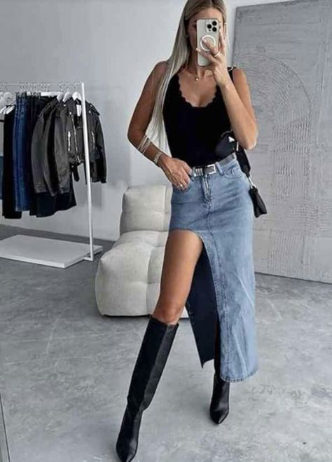 Aesthetic Skirt, High Waist Denim Skirt, Maxi Skirt With Pockets, Casual Maxi Skirt, Twisted Skirt, Skirt Aesthetic, High Waisted Denim Skirt, Skirt Casual, Denim Skirt Women