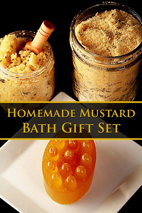 DIY Mustard Bath Gift Set - Celebration Generation Bath Soak Diy, Diy Mustard, Mustard Bath, Diy Bath Soak, Bath Tea Bags, Homemade Mustard, Wintergreen Essential Oil, Bath Scrubs, Bath Soaks