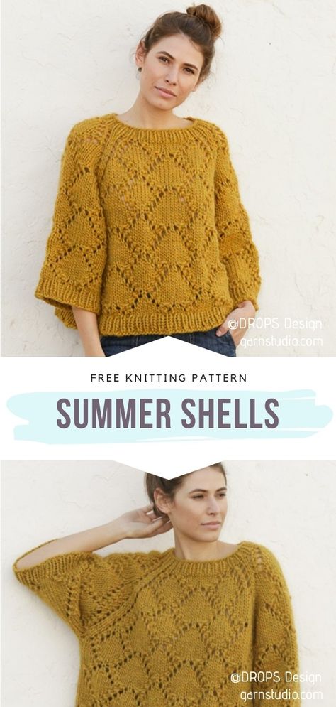 Sweet Pullovers - Free Knitting Patterns Free Knitting Patterns For Women Jumpers Sweaters Lion Brand, Knitting Patterns Womens Sweaters, Spring Sweater Knitting Pattern, Free Knit Dress Pattern, Ladies Knitting Patterns Free Sweaters, Free Dk Knitting Patterns For Women, Oversized Sweater Knitting Pattern Free, Knitting Patterns Free Sweater Ladies, Hand Knitted Sweaters For Women Free Pattern