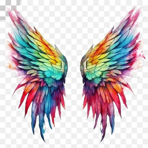 Logo With Wings Design, Rainbow Angel Wings Tattoo, Rainbow Wings Tattoo, Angel Wings Graffiti, Colorful Angel Wings, Wings Mural, Rainbow Angel Wings, Angel Wings Background, Painted Wings