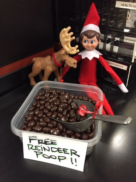 Elf On The Shelf Pantry Ideas, Reindeer On The Shelf Ideas, Elf On The Shelf Riddles, Elf On The Shelf 3rd Grade, Elf On The Shelf Reindeer Arrival, Elf And Reindeer Ideas, Elf On Shelf Reindeer Ideas, Elf Office Ideas, Elf On The Shelf Ideas For Work