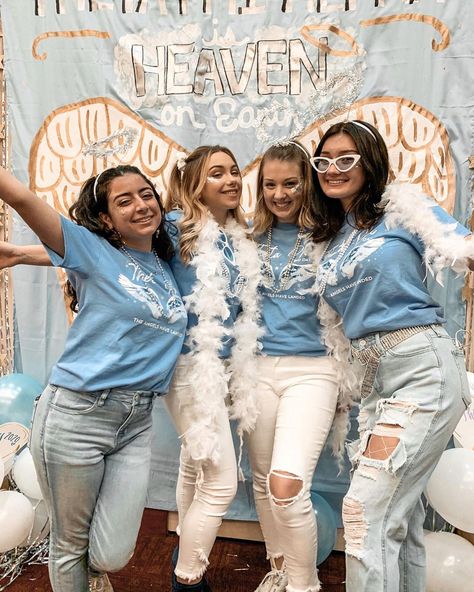 Recruitment Themes, Sorority Ideas, Angel Theme, Theta Phi Alpha, Bid Day Themes, Alpha Phi, Bid Day, Made In Heaven, Heaven On Earth