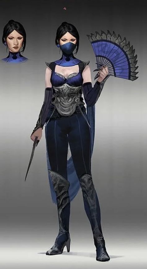 Kitana Concept Art, Assasin Design, Kitana Outfit, Female Sasuke, Female Warrior Outfit, Mk Kitana, Kitana Cosplay, Sci Fi Outfit, Ninja Outfit