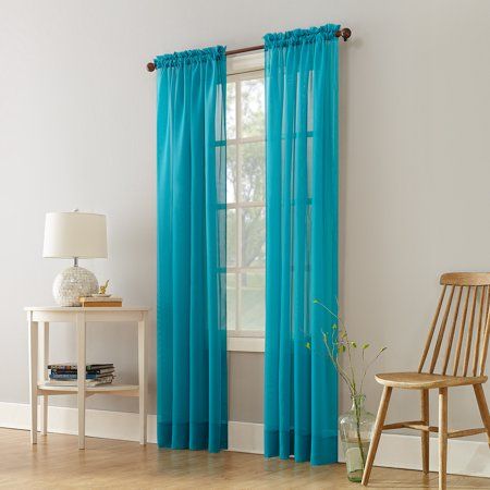 Mainstays Marjorie Sheer Voile Curtain Panel, Blue Teal Curtains, Voile Curtains, Sheer Curtain Panels, Rod Pocket Curtain Panels, Rod Pocket Curtains, Sheer Curtain, Sheer Curtains, Curtains Living Room, Rod Pocket