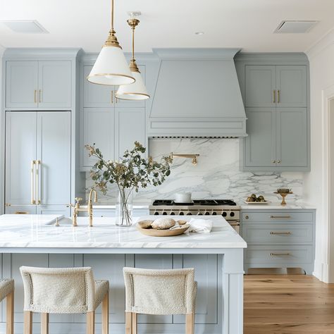 25 Timeless Kitchen Design Ideas for Lasting Style Kitchen Ideas Light Colors, Light Blue Modern Kitchen, Blue Beige Kitchen, Pale Blue Cabinets Kitchen, Dusty Blue Cabinets Kitchen, Light Blue Grey Kitchen Cabinets, Muted Blue Kitchen, Powder Blue Kitchen Cabinets, Dusty Blue Kitchen Cabinets