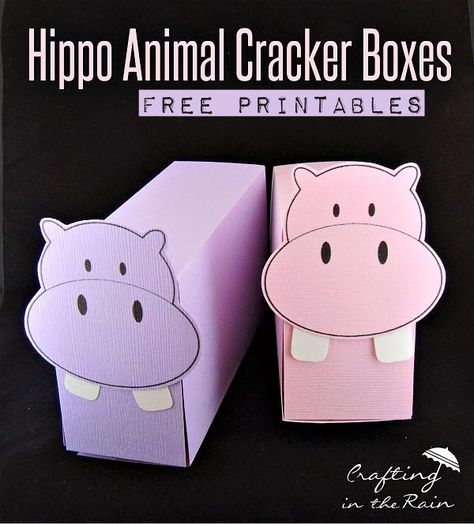 Hippo Crafts for National Hippo Day | Crafting in the Rain #hippo #hippopotamus Hippo Valentines Boxes, Hippo Crafts, Valentine's Boxes, Zoo Animal Party, Zoo Crafts, Animal Cracker, Printable Boxes, Valentine Boxes, Valentine Mailbox