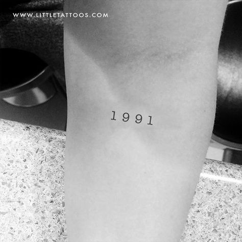 1991 Birth Year Temporary Tattoo - Set of 3 1991 Tattoo Number, 1991 Tattoo, Year Tattoos, Micro Tattoo, Leo Tattoo Designs, Amsterdam Tattoo, Unique Small Tattoo, Birthday Tattoo, Date Tattoos