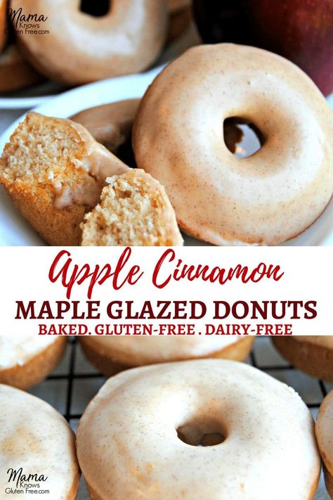 Baked Apple Cinnamon, Gluten Free Doughnuts, Cinnamon Glaze, Cinnamon Donuts, Gf Breakfast, Glazed Donuts, Glazed Doughnuts, Gluten Free Breakfast, Gluten Free Donuts