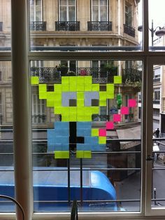 Post-it notes Yoda Sticky Note Decor, Post It Art, Image Pixel Art, Artistic Lighting, Post Its, Notes Art, Interactive Installation, Creative Workspace, Collaborative Art