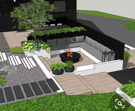 Fireplace Garden, Modern Landscape Design, Garden Deco, Backyard Inspiration, Outdoor Gardens Design, Backyard Fire, Backyard Garden Design, Roof Garden, Outdoor Landscaping