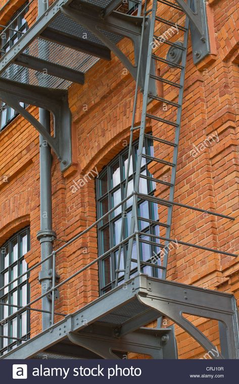 Renovated Factory, Factory Building, Fire Escape, Brick Wall, Railing, Multi Story Building, Stairs, Stock Images, Resolution