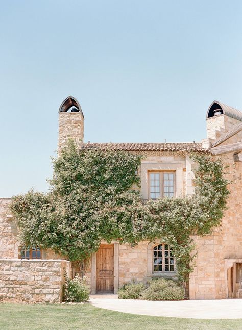 French Wedding Inspiration in pastel tones at Sunstone Winery  via Magnolia Rouge French Cottage Wedding, Winery Exterior, French Winery, Sunstone Winery Wedding, Sunstone Winery, Santa Ynez Wedding, Santa Ynez, Modern Restaurant, Wedding Summer