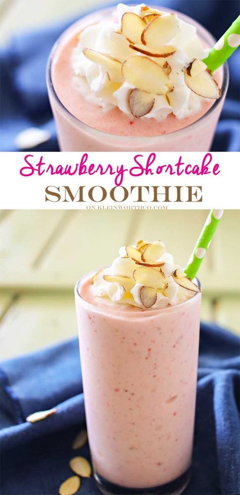 Strawberry Shortcake Smoothie, Fruit Smoothie Recipe, Smoothie Strawberry, Yummy Fruit Smoothies, Apricot Smoothie, Recipes Strawberry, Recipe Vegetarian, Smoothie Drink Recipes, Yummy Smoothie Recipes