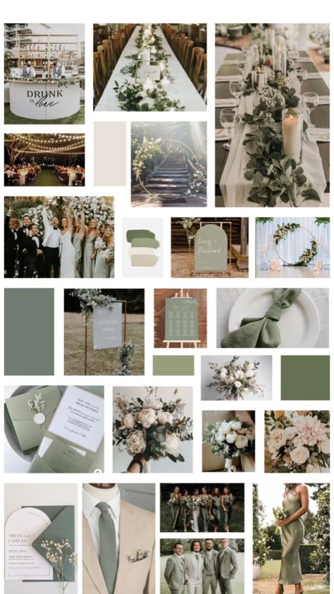 Wedding Themes Outdoor, Sage Green Wedding Colors, Wedding Theme Color Schemes, Dream Wedding Reception, Wedding Motifs, Wedding Color Trends, Green Themed Wedding, Dream Wedding Decorations, Green Wedding Colors