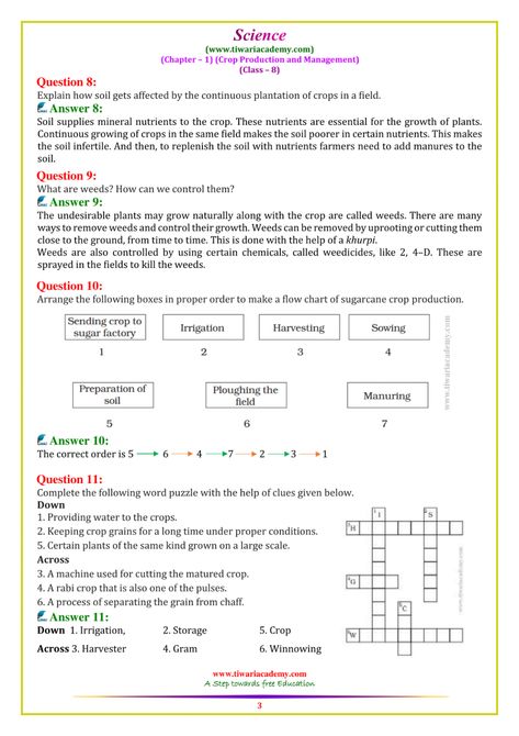 NCERT Solutions for Class 8 Science Chapter 1 (Updated for 2019-20) Crop Production And Management Class 8, Crop Production And Management, Learn Biology, Birthday Card With Photo, Soil Texture, Crop Production, Science Notes, Agricultural Practices, Water Enhancer