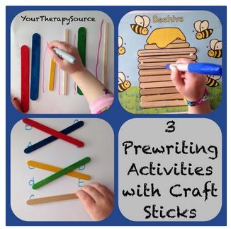 OT Activity of the Week: 3 Pre-Writing Activities Using Craft Sticks- pinned by @PediaStaff – Please Visit  ht.ly/63sNt for all our pediatric therapy pins Writing Activities For Preschoolers, Handwriting Activities, Writing Games, Occupational Therapy Activities, Drawing Lines, Simple Activities, Pre Writing Activities, Preschool Fine Motor, Craft Sticks