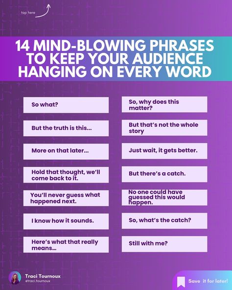 🚨Here’s the problem with focusing on grabbing attention... Truth is, even if you reel them in with the snazziest of all hooks - if the rest of your content is a snoozefest, nothing is gonna save it. But don’t worry, I’ll explain. I’ve got the solution you need to keep your audience hooked from start to finish. The secret? Shifting your focus from simply grabbing attention to KEEPING it. And how do you do that, you ask? By weaving in little phrases that spark curiosity and keep your... Hook Phrases, Type Of Content, Social Media Marketing Manager, Business Growth Strategies, Social Strategy, Audience Engagement, Innovation Strategy, Growth Strategy, It Gets Better