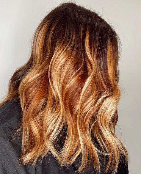 Brunette Balayage Hair Caramel Honey, Copper Hair With Highlights, Copper Balayage Brunette, Balayage Hair Caramel, Copper Balayage, Locks Of Love, Copper Blonde, Silky Smooth Hair, Hair Colour Ideas