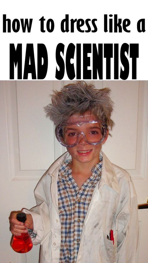 Mad Scientist Diy Costume, Science Costumes For Kids, Diy Mad Scientist Costume Women, Mad Scientist Costume Kids, Mad Scientist Costume Women's, Mad Scientist Costume Diy, Crazy Scientist Costume, Scientist Halloween Costume, Mad Scientist Halloween Costume