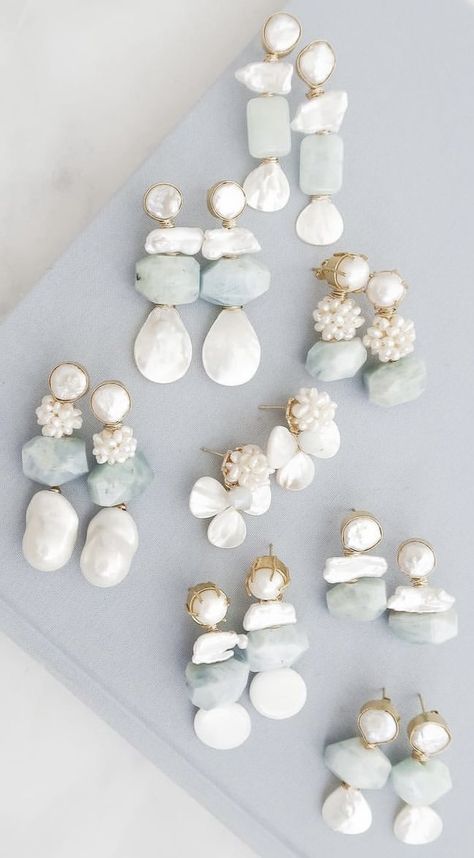 Diy Wire Jewelry, April 7, Jewelry Lookbook, Bijoux Diy, Jewelry Business, Jewelry Inspo, Something Blue, Diy Earrings, Bridal Earrings