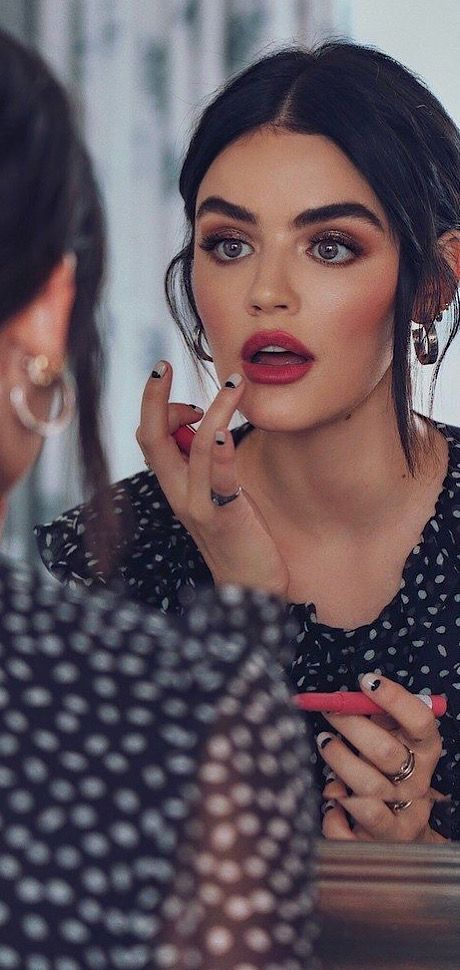 Lucy Hale Eye Makeup, Lucy Hale Red Lips, Lucy Hale Glasses, Lucy Hale Black Hair, Lucy Hale Bangs, Lucy Hale Outfits The Hating Game, Lucy Hale The Hating Game Outfits, Lucy Hale Hating Game, Lucy Hale Hair Medium