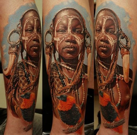 No exaggeration. Possibly the best tattoo artist I have ever seen. Simply incredible. Dmitiry Samohin is a tattoo god. - Imgur Africa Tattoos, Best Tattoo Ever, Hyper Realistic Tattoo, African Tattoo, Kunst Tattoos, Tattoos For Black Skin, Tattoo You, Tattoos With Meaning, Tattoo Images