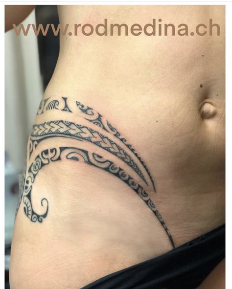 feminine tattoos - Rod Medina Tattoo Side Abdomen Tattoos Women, Tahiti Tattoo Women, Chamorro Tattoos For Women, Back Tattoo Women Polynesian, Feminine Polynesian Tattoo, Samoan Tattoo Women Hip, Female Polynesian Tattoo For Women, Polynesian Hip Tattoos Women, Pelvic Tattoos