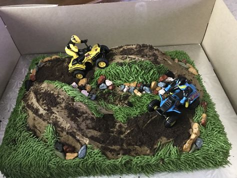 Fourwheeler Birthday Party, Rzr Birthday Party Ideas, Four Wheeler Birthday Party, Four Wheeler Cake, 4 Wheeler Cake, Jt Birthday, Monster Truck Birthday Cake, Nemo Cake, Truck Birthday Cakes