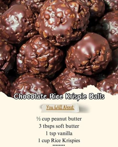 All Grandm'a Recipes | Chocolate Rice Krispie Balls ❤ | Facebook Recipes Using Rice Krispies, Rice Krispie Balls Recipe, Rice Krispie Balls, Pittsburgh Wedding Cookie Table, Recipes Using Rice, Chocolate Rice Crispy, Rice Krispies Recipe, Peanut Butter Rice Krispie Treats, Chocolate Rice Krispies