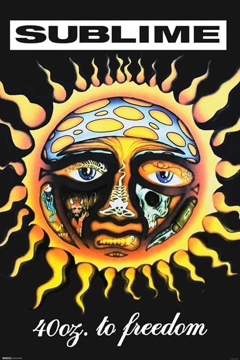 Amazon.com: AllPosters Wall Poster Sublime- 40 Oz. To Freedom, 24x36: Posters & Prints Sublime Poster Prints, Edgy Posters For Room, 90s Bands Posters, Graphic Poster Art Music, Sublime Band Poster, Picture To Print For Room, Cream Poster, Grunge Band Posters, Rock Posters Bedroom