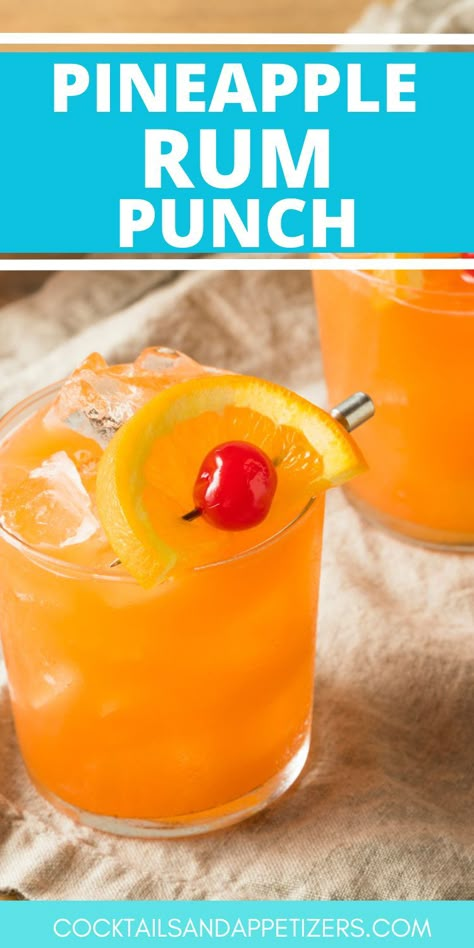 Rum Pineapple punch is an easy to make summer drink. We used Bacardi rum, pineapple juice, orange juice and lime juice to make a refreshing tropical rum cocktail. Perfect for beach day, pool time and summer party drinks Pineapple And Rum Drinks, Rum Punch Recipes Easy, Beach Bucket Drinks, Bacardi Rum Drinks, Drinks With Bacardi Rum, Easy Rum Drinks, Pineapple Juice Cocktails, Pineapple Rum Punch, Bacardi Drinks