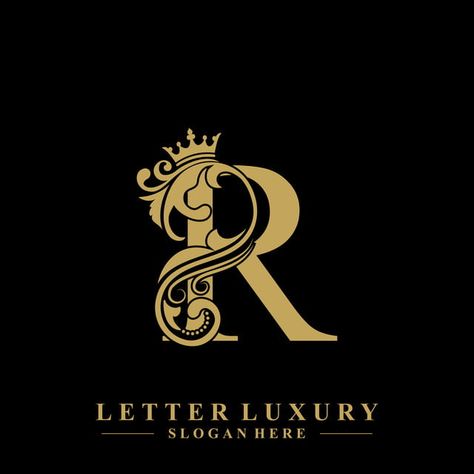 Initial Letter R Luxury Beauty Flourishes Ornament With Crown Logo Template Crown Logo, Letter R, Initial Letter, Luxury Beauty, Clipart Images, Png Clipart, Png Image, Logo Design, Crown