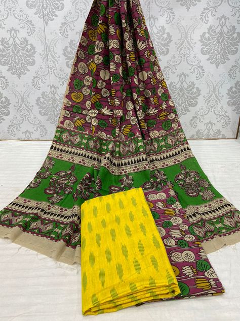 Kalamkari Dress Material, Kalamkari Dresses, You Tube, Cotton Dress, Cotton Tops, Dress Materials, Cotton Dresses, Color Variations, Happy Shopping